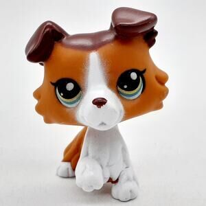 Hasbro Littlest Pet Shop Brown White Dog Figure LPS Mini Action Figure Toy Puppy